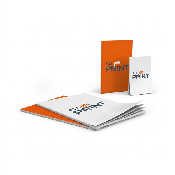 Blocco note con copertina stampata a colori e collatura in testa, pronto come omaggio fieristico
