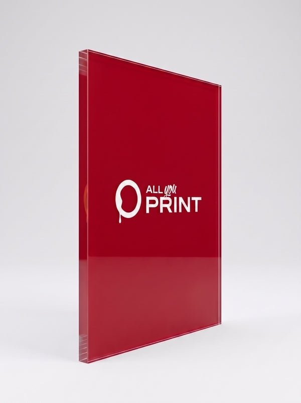 Acrylic glass in direct UV printing in a custom format