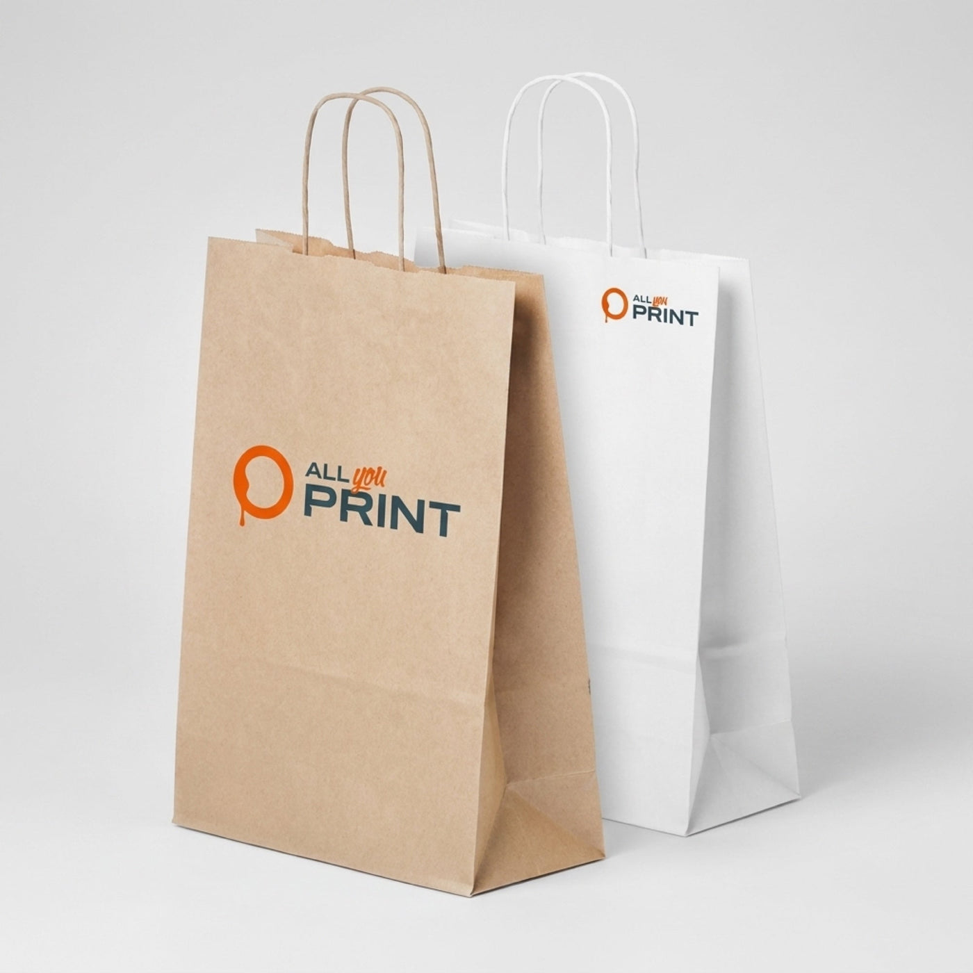 AYP - Muster Papiertragetasche braun / weiss mit Kordel