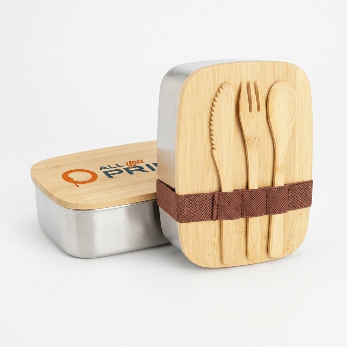 AYP - Muster Brotzeitbox aus Edelstahl mit Bambusbesteck
