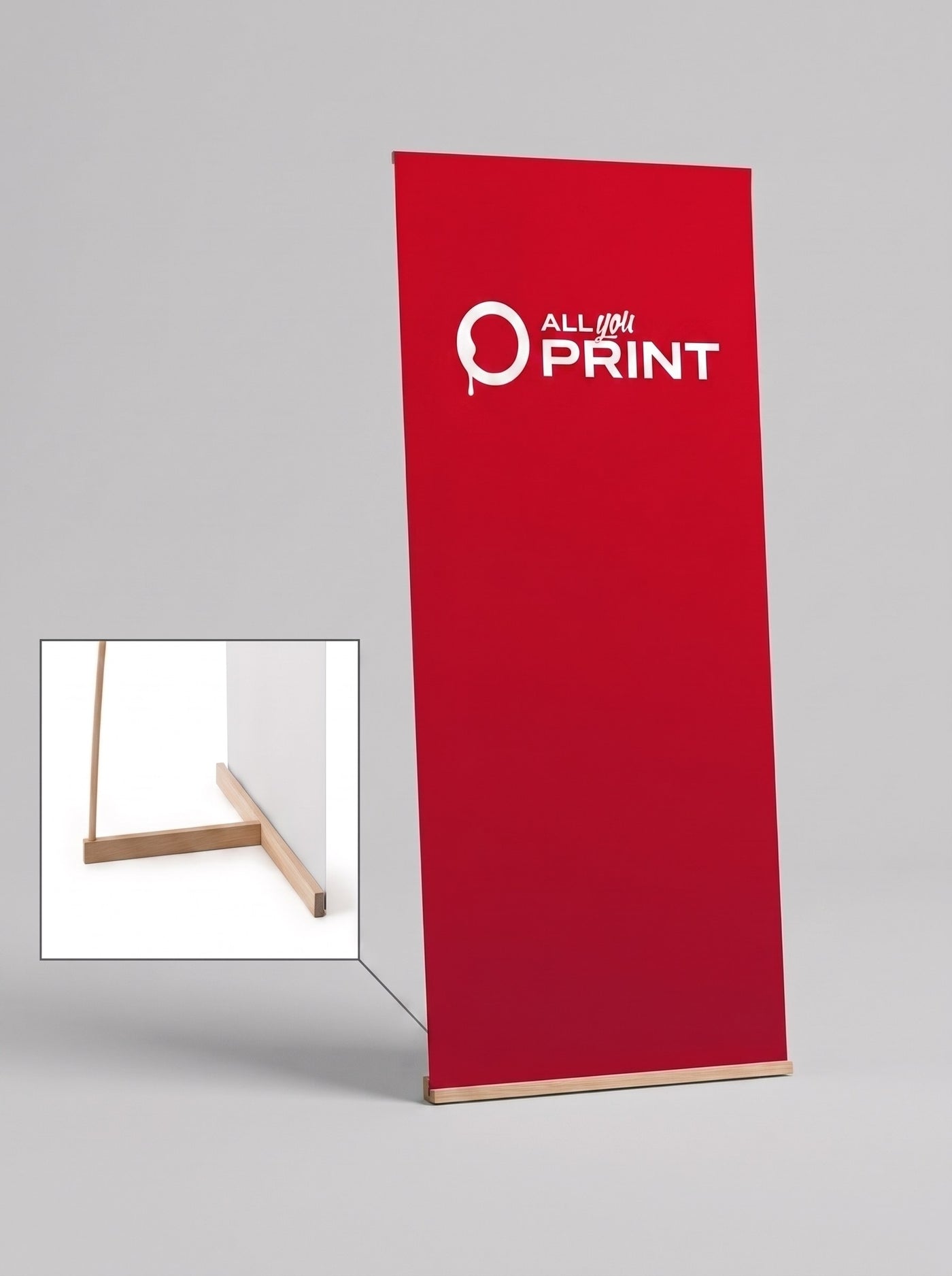 L-Banner Holz mit Holzleisten, System inkl. Druck