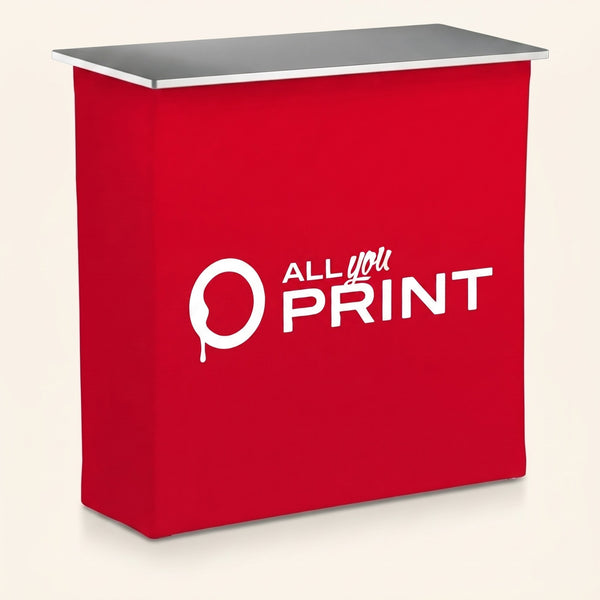 Comptoir pliant textile, systeme avec impression