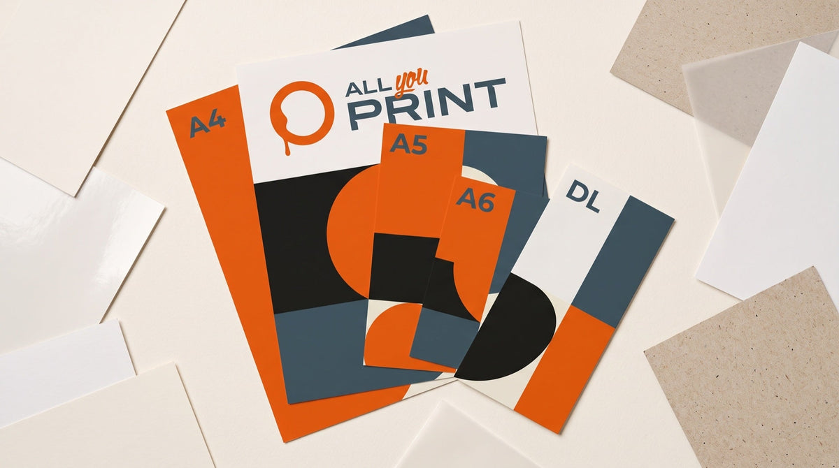 A4, A5, A6 and DL flyers with paper samples