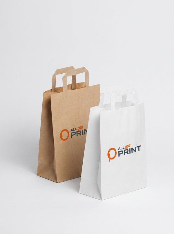 AYP - Muster Papiertragetasche mit Flachhenkel braun weiss