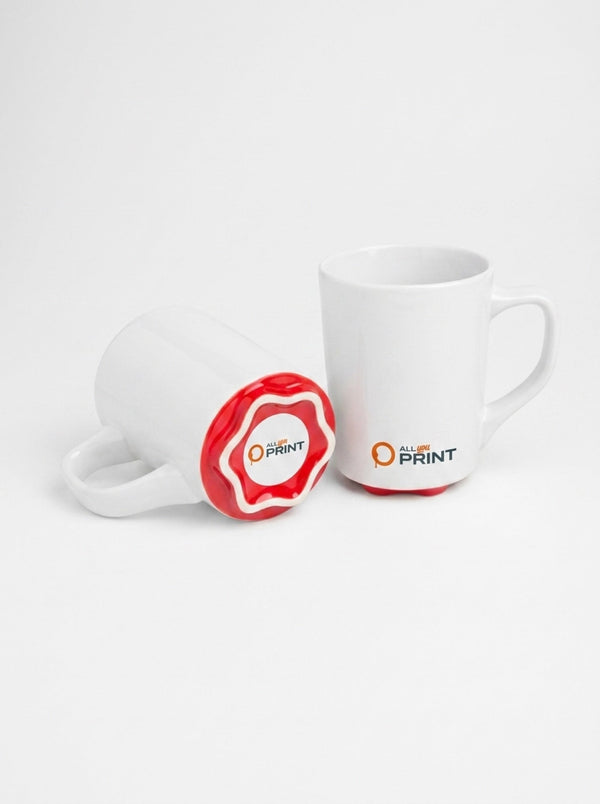 Sample mugs with coloured flower base