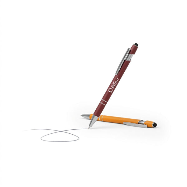 Stylo a bille metal avec soft-touch, stylet et accents chromes