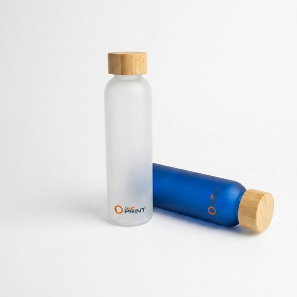 Muster-Trinkflaschen Frozen aus Glas mit Bambusdeckel