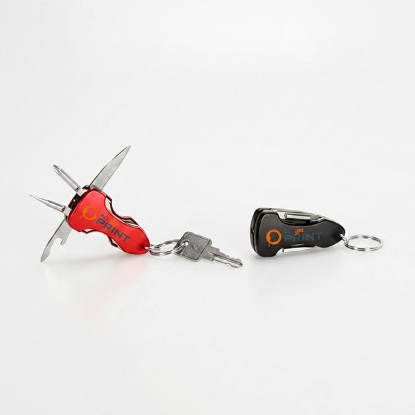 Schlüsselanhänger mit Multitool und Taschenlampe