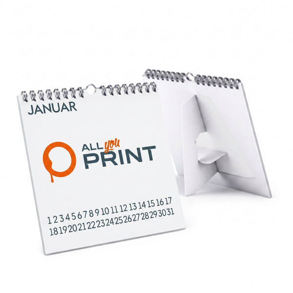Desk calendar with Wire-O binding and back stand