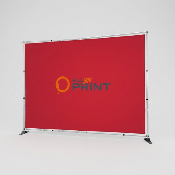 Advertising wall with telescopic frame, system incl. print