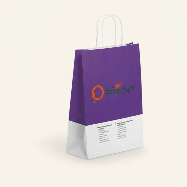 Echantillon sac papier basic avec cordon papier, impression pleine surface