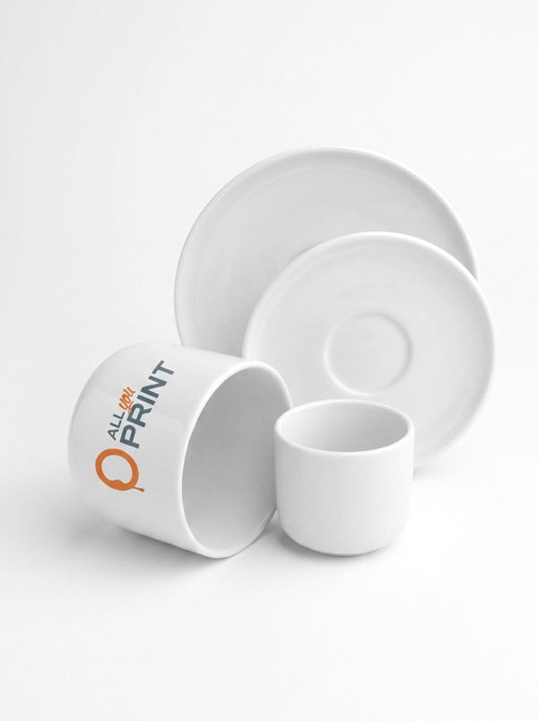 Sample cups without handle with saucers