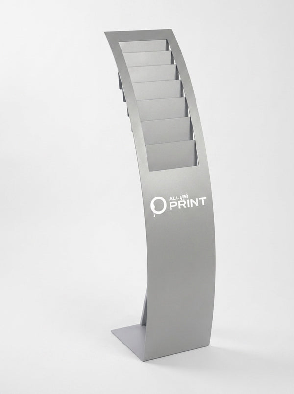Metal brochure stand, floor model incl. foil wrap