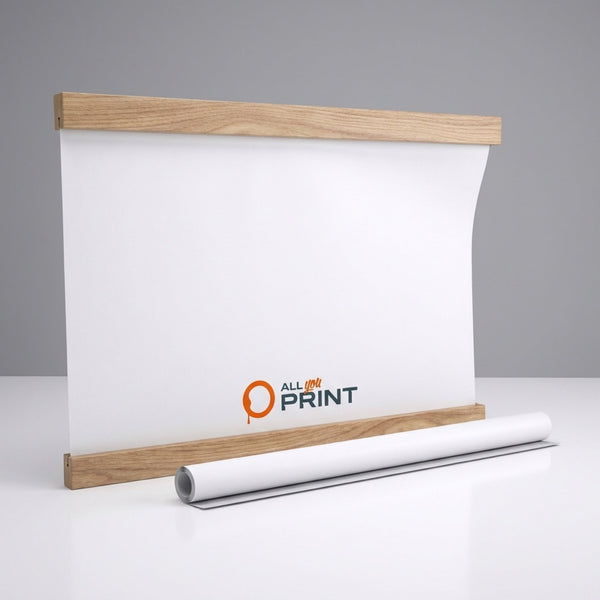 L banner wood with magnetic strips, print