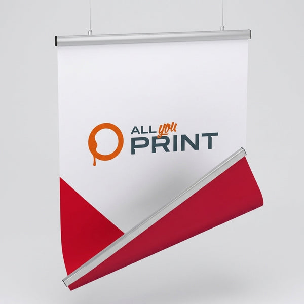 Decorative banner double-sided printed, system incl. print