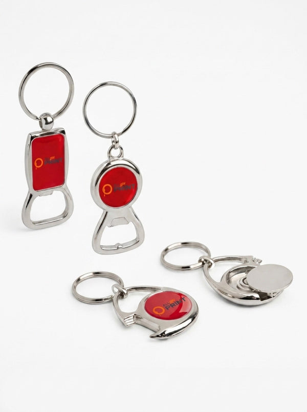 Bottle-opener keyring with doming