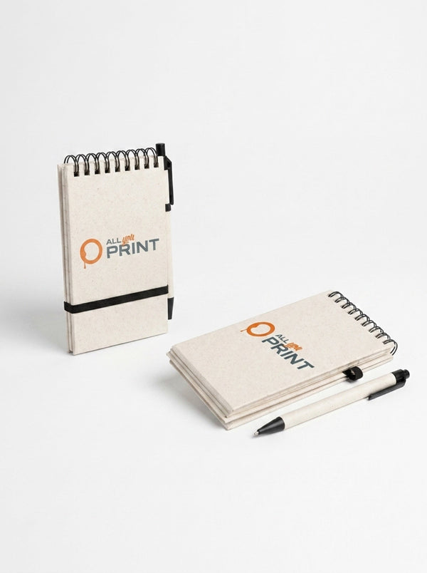 Notepads made of recycled milk carton with ballpoint pen