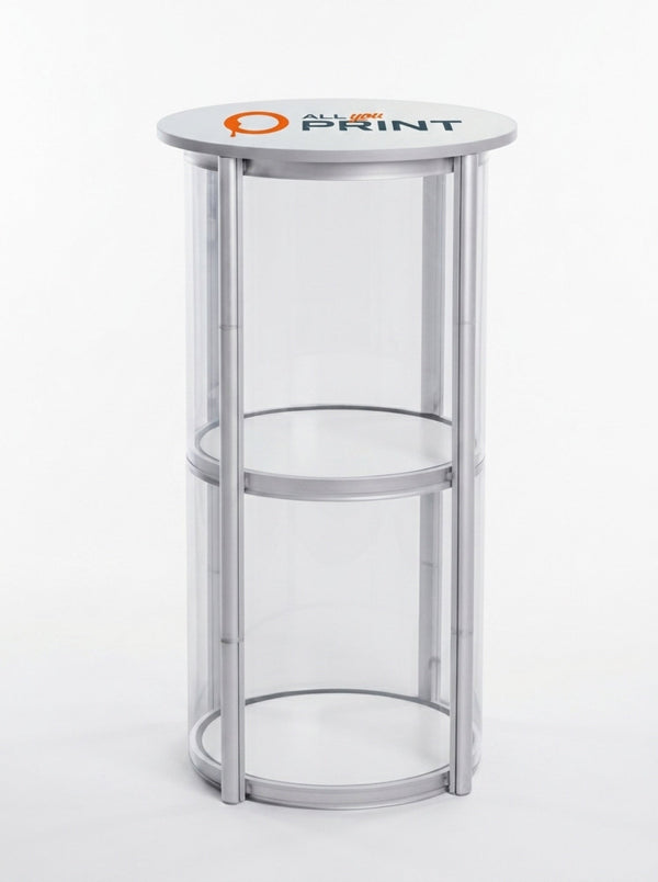 Table haute avec vitrine, système impression incluse
