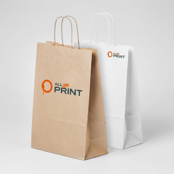 Sample paper carrier bag brown / white with cord