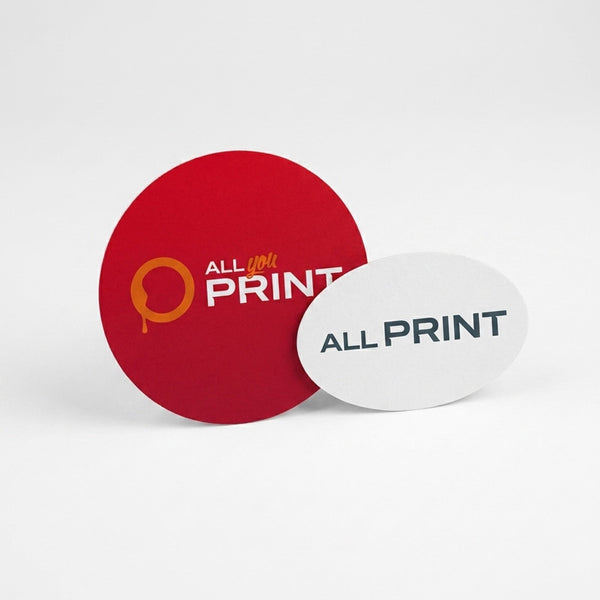 Greeting and invitation cards without fold, round/oval in custom format