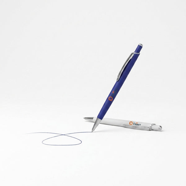 Echantillon stylo a bille metal avec Softtouch, poussoir et clip chrome