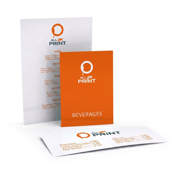 Cartes de menus en feuille simple
