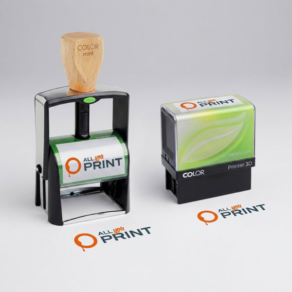 Green Line stamps with text plate and ink pad