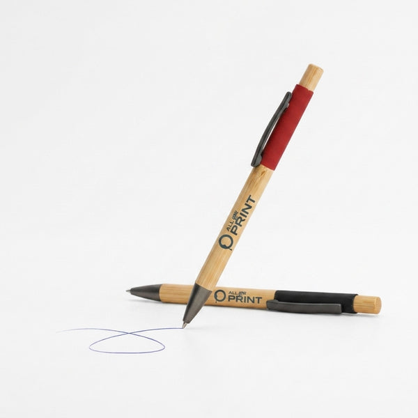Bamboo ballpoint pens, coloured with aluminium elements