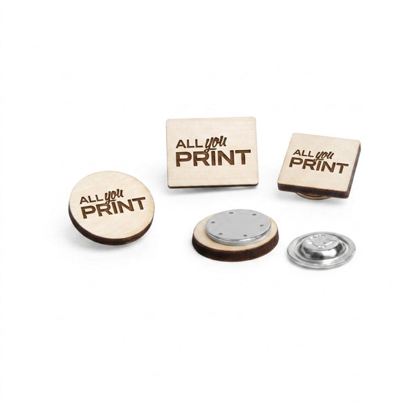 Wooden pin badges