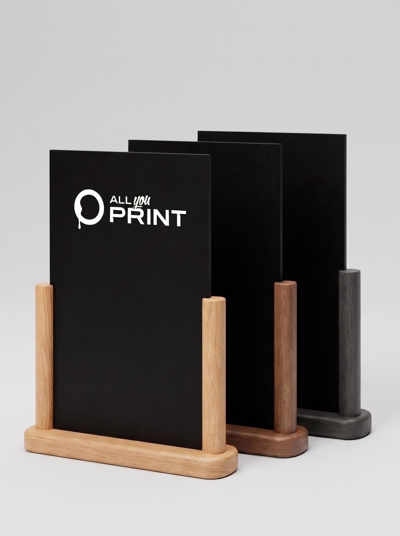 Table stands made of wood with chalkboard
